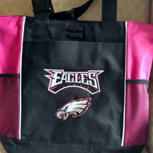Eagles Pink Embroidered tote bag 2 bottle holders